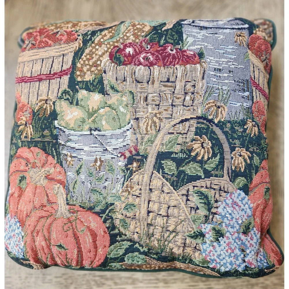 Tapestry Pillow Fruit Baskets Pumpkin Fall Tapestry Pillow Country Throw Pillow